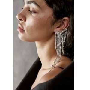 Free People Rhinestone Tassel Earrings NWT - Comeback Kid Ear Party